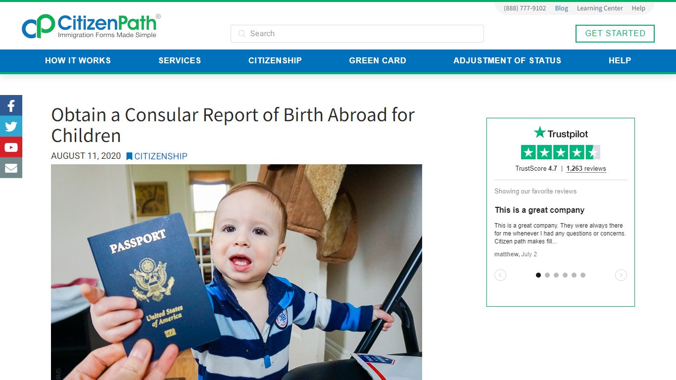 Obtain a Consular Report of Birth Abroad for Children